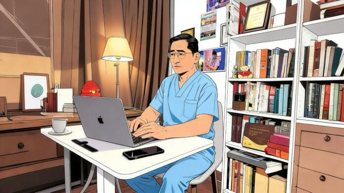 Dr. Qiang Zhang reviewing clinical data