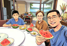 A Watermelon for Father’s Day Dr. Qiang Zhang sharing a special moment with family.